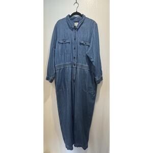 J. Crew Cinched Waist Denim Jumpsuit Women’s Plus Size 22 Denim Style# BF739